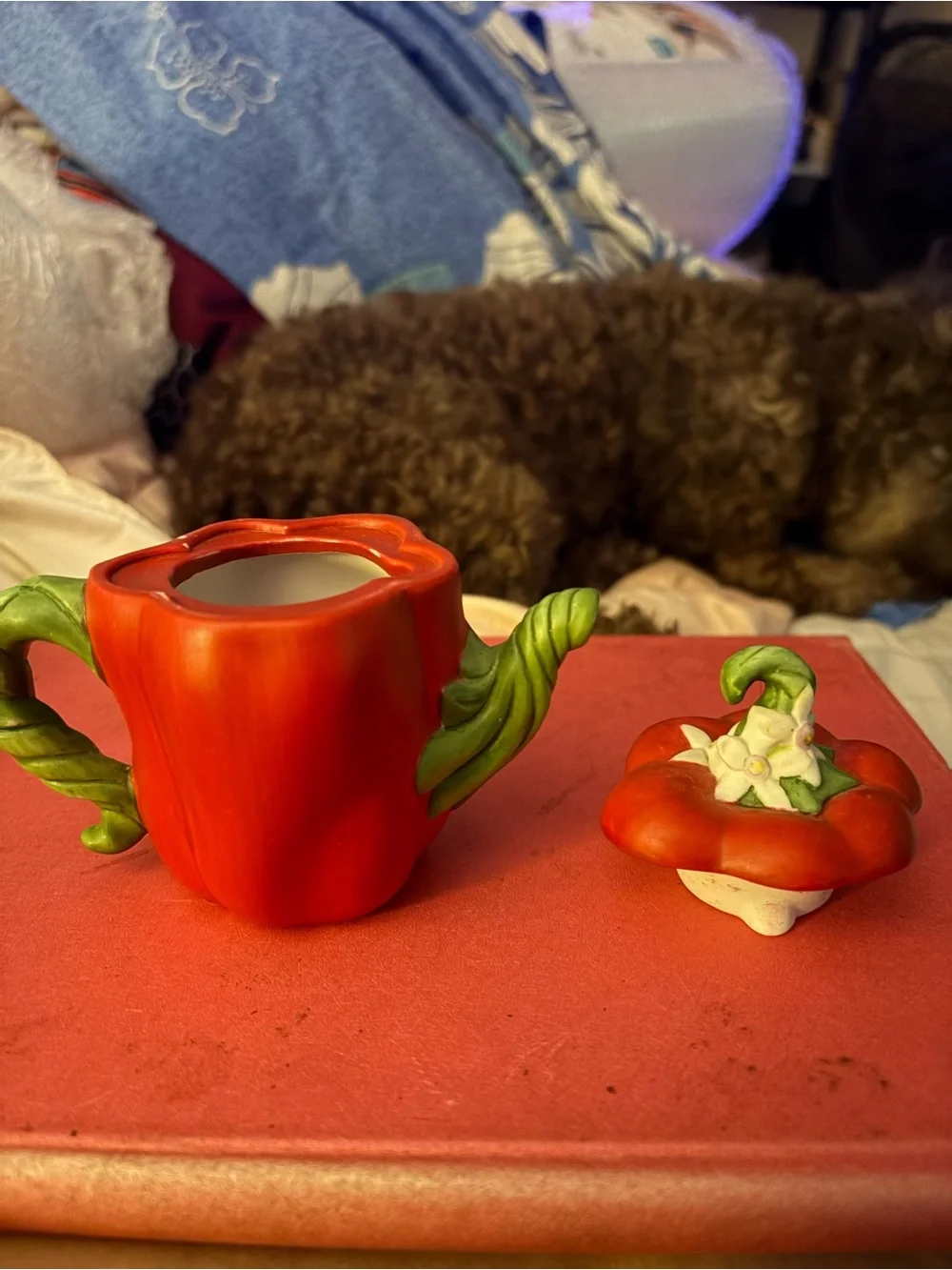 Red Bell Pepper Ceramic Teapot - Decorative Kitchen Accent